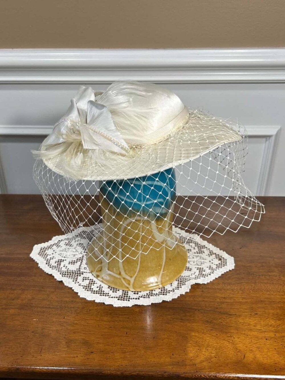 Vintage Mid-Century Bridal Cocktail Hat Birdcage Veil